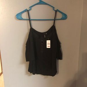Black cold shoulder crop top